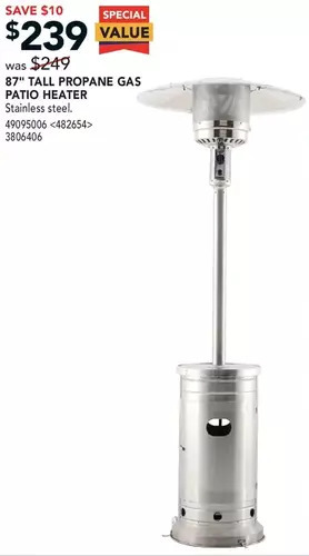 RONA 87" tall propane gas patio heater offer