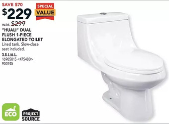 RONA Project source "huali" dual flush 1-piece elongated toilet offer