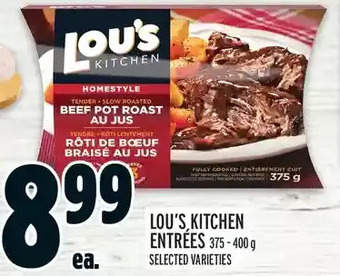 Metro Lou's kitchen entrées offer