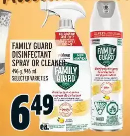 Metro Family guard disinfectant spray or cleaner offer