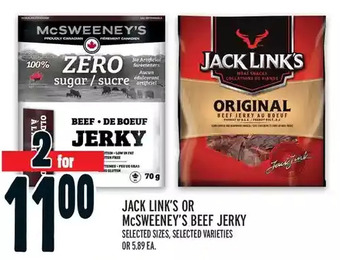 Metro Jack link's or mcsweeney's beef jerky offer