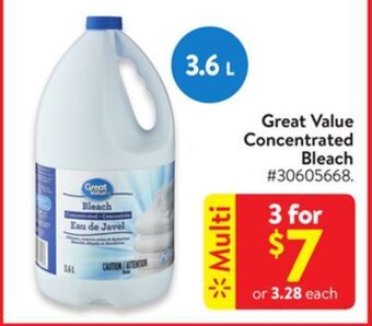 Walmart Great value concentrated bleach offer