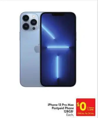 Walmart Iphone 13 pro max postpaid phone 128gb‡ offer