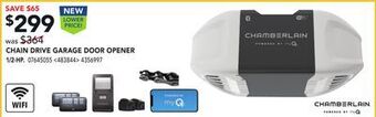 Lowe's Chamberlain chain drive garage door opener offer