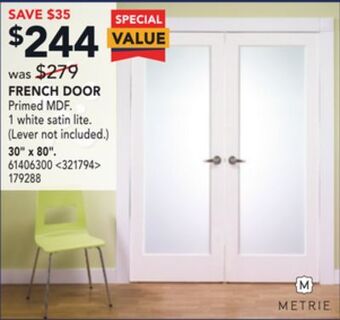 Lowe's Metrie french door 30" x 80" offer