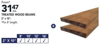 Lowe's Treated wood beams 2" x 10" offer