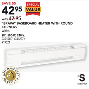 Lowe's Stelpro "brava" baseboard heater with round corners 28" offer