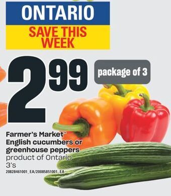 Independent Grocer Farmer's market™ english cucumbers or greenhouse peppers, 3's offer