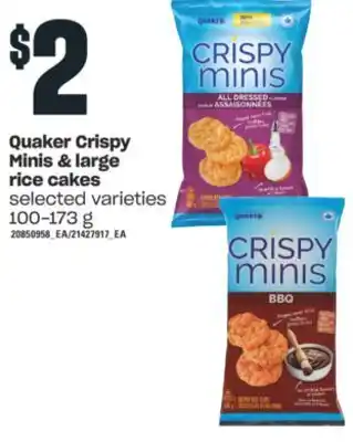 Independent Grocer Quaker crispy minis & large rice cakes, 100-173 g offer