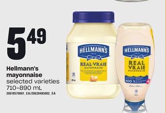 Loblaws Hellmann's mayonnaise, 710-890 ml offer
