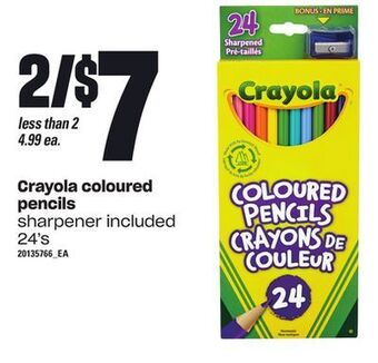 Loblaws Crayola coloured pencils, 24's offer