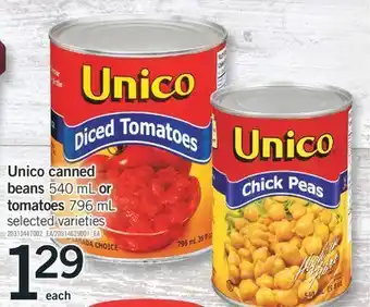 Fortinos Unico canned, 540 ml or tomatoes, 796 ml offer