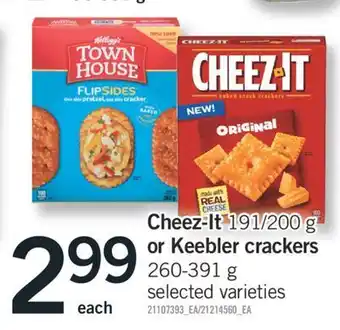 Fortinos Cheez-it, 191/200 g or keebler crackers, 260-391 g offer