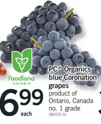 Fortinos Pc® organics blue coronation grapes offer