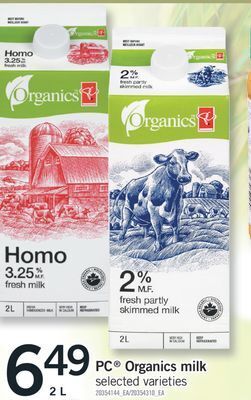 Fortinos Pc® organics milk, 2 l offer