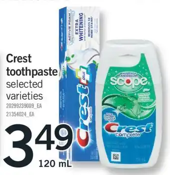 Fortinos Crest toothpaste, 120 ml offer