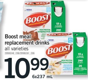 Fortinos Boost meal replacement drinks, 6x237 ml offer