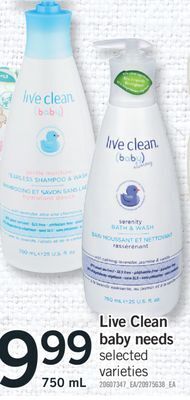 Fortinos Live clean baby needs, 750 ml offer