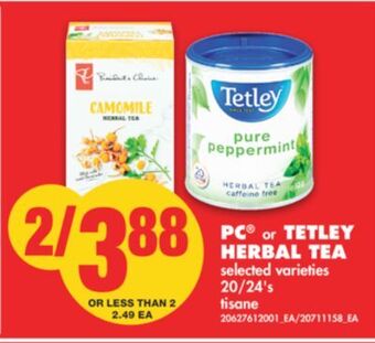 No Frills Pc® or tetley herbal tea, 20/24's offer