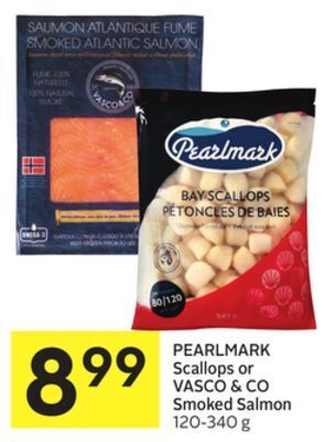 Foodland Pearlmark scallops or vasco & co smoked salmon 120-340 g offer