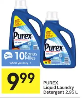 Foodland Purex liquid laundry detergent 2.95 l - 10 air miles® bonus miles offer