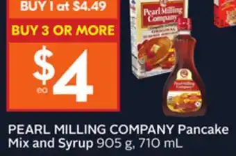 Foodland Pearl milling company pancake mix and syrup 905 g, 710 ml offer