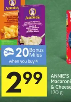 Foodland Annie's macaroni & cheese 170 g - 20 air miles® bonus miles offer