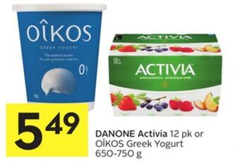 Foodland Danone activia pk or greek yogurt 650-750 g offer