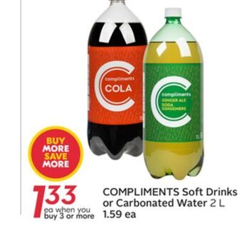 Sobeys Compliments soft drinks or carbonated water offer