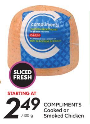 Sobeys Compliments cooked or smoked chicken offer