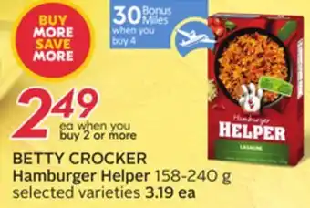Sobeys Betty crocker hamburger helper - 30 air miles® bonus miles offer