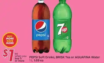 Sobeys Pepsi soft drinks, brisk tea or aquafina water offer