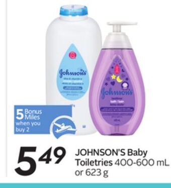 Sobeys Johnson's baby toiletries - 5 air miles® bonus miles offer