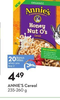 Sobeys Annie's cereal - 20 air miles® bonus miles offer
