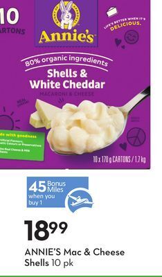 Sobeys Annie's mac & cheese shells - 45 air miles® bonus miles offer
