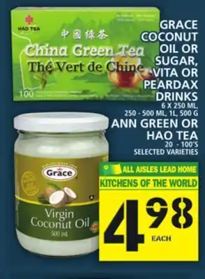 Food Basics Grace coconut oil or sugar, vita or peardax drinks offer