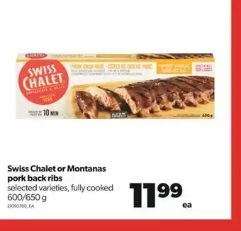 Real Canadian Superstore Swiss chalet or montanas pork back ribs, 600/650 g offer