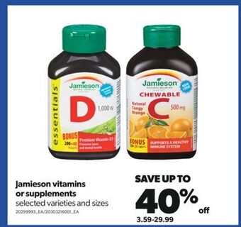 Real Canadian Superstore Jamieson vitamins or supplements offer