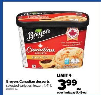 Real Canadian Superstore Breyers canadian desserts, 1.41 l offer