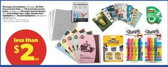 Real Canadian Superstore Merangue coil notebooks, 160 pages, bic wite- out correction fluid, 2's, hilroy canada exercise books, 32 pages, 5's, merangu offer