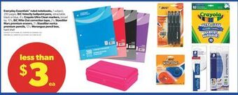 Real Canadian Superstore Everyday essentials™ ruled notebooks, 1 subject, 200 pages, bic velocity ballpoint pens, retractable, black or blue, 4's, cra offer