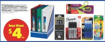 Real Canadian Superstore Bic velocity gel pens, retractable, blue or black, 4's crayola pip-squeak washable markers, 16's sharpie permanent markers, 5 offer