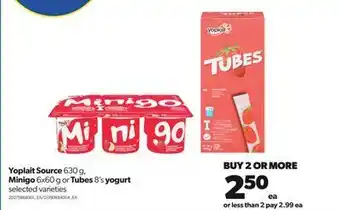 Real Canadian Superstore Yoplait source 630 g, minigo 6x60 g or tubes 8's yogurt offer