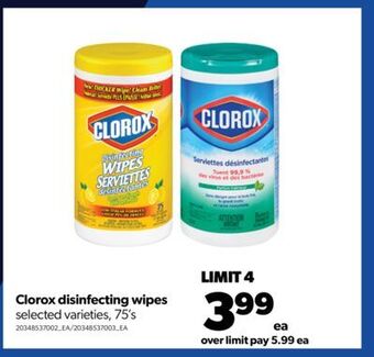 Real Canadian Superstore Clorox disinfecting wipes, 75's offer