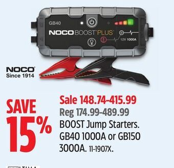 Canadian Tire Noco genius boost jump starters offer