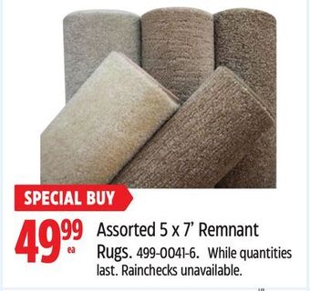 Canadian Tire Korhani studio assorted 5 x 7' remnant rugs offer
