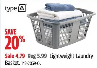 Canadian Tire Type a lightweight laundry basket offer