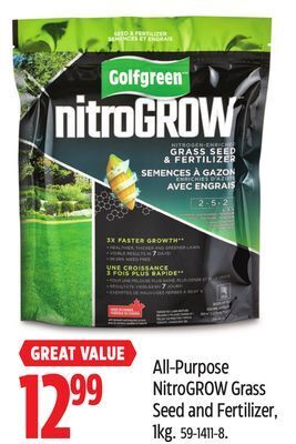 Canadian Tire Golfgreen all-purpose nitrogrow grass seed and fertilizer, 1kg offer