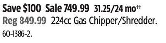 Canadian Tire Champion 224cc gas chipper/shredder offer