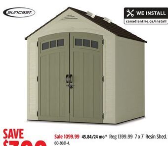 Canadian Tire Suncast 7 x 7' resin shed offer